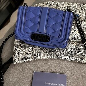 On trend Rebecca Minkoff Blue Quilted mini chevron bag